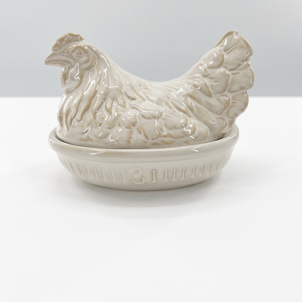 Pottery Barn 12 Days of Christmas 3 French Hens Butter Dish RETIRED
